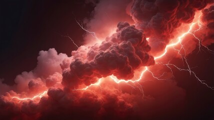 Wall Mural - Abstract red lightning cloud background banner for dramatic effect