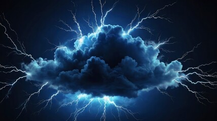 Wall Mural - blue lightning cloud abstract background banner for striking visuals