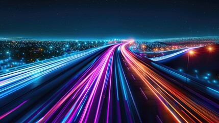 Wall Mural - holographic light trails in a vibrant color palette