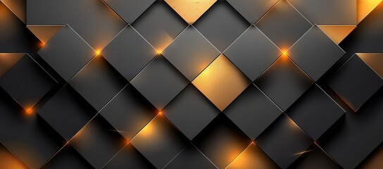 Wall Mural - A wall formed from black and yellow square shapes