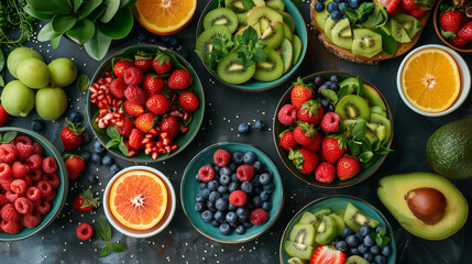 Wall Mural - Colourful Assortment of Fresh Fruits and Berries for Healthy Eating