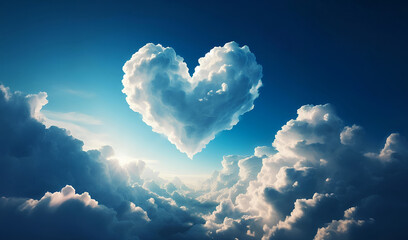 this is a heart-shaped cloud in a blue sky