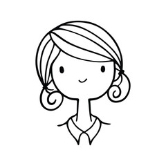 Cute Girl Line Art Avatar, hand drawn logos of women character. Social media avatars collection, simple icons. Doodle style, Isolated in white background. Vector Illustration