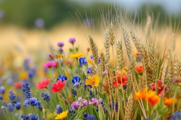 Wild flowers in a wheat field