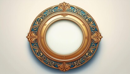 Wall Mural - Vintage round picture frame isolated on white background  Generative AI