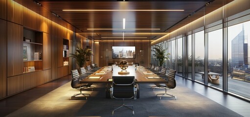 Wall Mural - Business meeting table office interior