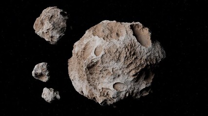 Wall Mural - asteroids in space,3d illustration