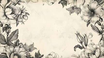 Wall Mural - Vintage flower frames create a collection of vintage