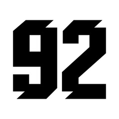 Wall Mural - 92 Vintage Sport Jersey numbers in black with a  white background