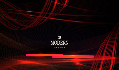Canvas Print - Festive design with a podium and wavy red ribbons.