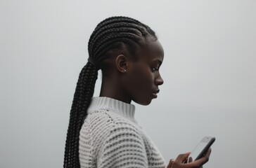 Sticker - Woman Using Smartphone in Hallway