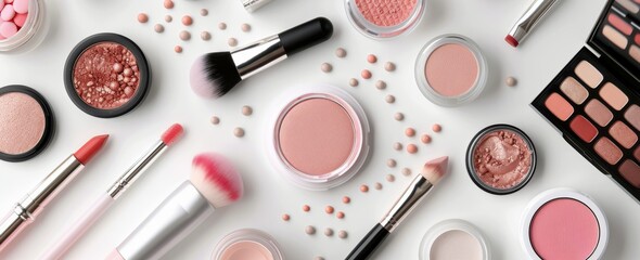 Makeup Products On White Background