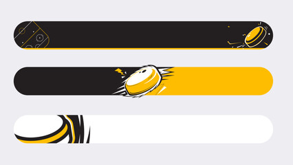 Set of lower third or sport banner design with hockey template isolated on white background.