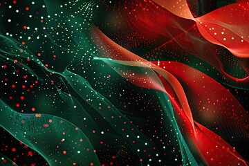 Wall Mural - Red and green abstract background with futuristic holiday patterns
