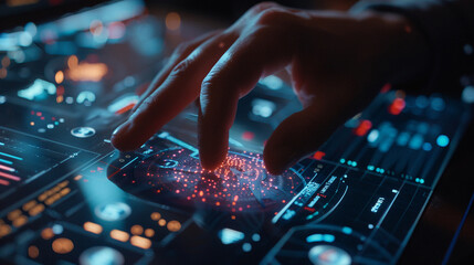 Wall Mural - closeup hand using computer creating ai algorithms artificial intelligence