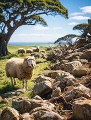 Wall Mural - sheep in the mountains