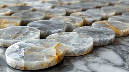 Wall Mural -  A marble countertop topped with multiple white cakes, each covered in icing