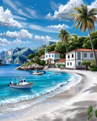 Wall Mural - Eco-friendly tourism activities, oil painting style, semi-close-up, experienced professional designer, more clarity with clear light and sharp focus, high detailed