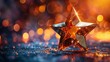 © MAY - A creative 3D illustration of a star-shaped trophy made of gold, symbolizing excellence and recognition.