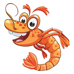 Wall Mural - happy cartoon Shrimp