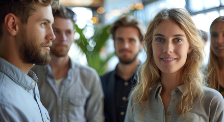 Poster - A group of coworkers in an office settings, caucasian. Generative AI.