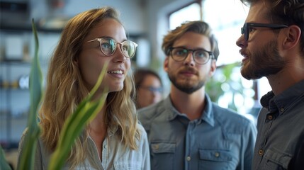 Poster - A group of coworkers in an office settings, caucasian. Generative AI.