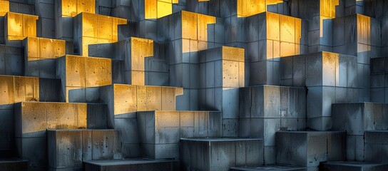 Wall Mural - A building made of black boxes