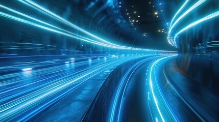 Wall Mural - Futuristic Light Trails in a Tunnel

