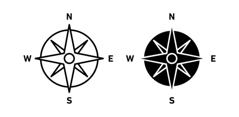 Wall Mural - Compass vector icon set in black color.