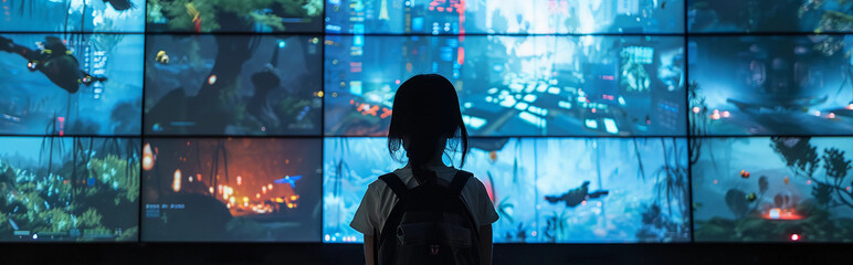 Person interacting with futuristic technology 