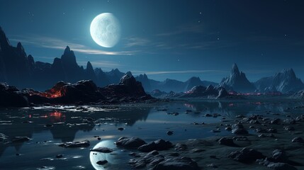 Wall Mural - moon over the mountains