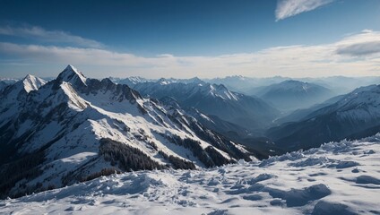 Wall Mural - Winter in mountains - HD 4K wallpaper, pristine snow and peaks, high contrast