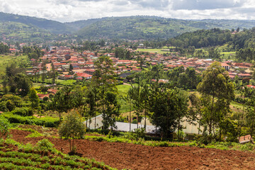 Wall Mural - Aerial view of Kabale town, Uganda