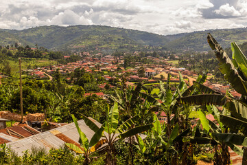 Wall Mural - Aerial view of Kabale town, Uganda