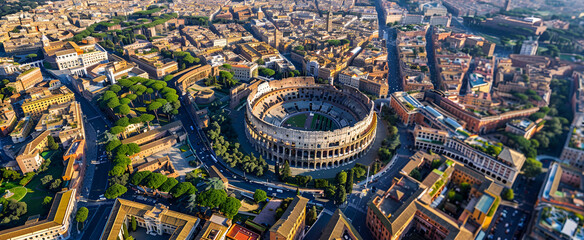 Poster - aerial view of the grand coliseum in rome