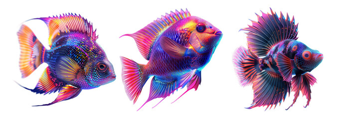 colorful fish isolated on transparent background