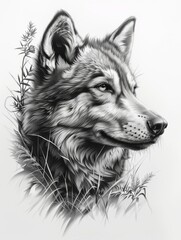  Black and White Portrait of a Majestic Wolf in a Natural Setting