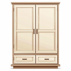 Canvas Print - Elegant Wooden Wardrobe with Double Doors and Drawers