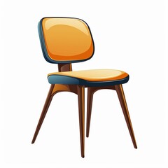 Canvas Print - Stylish Mid-Century Modern Orange Chair Design