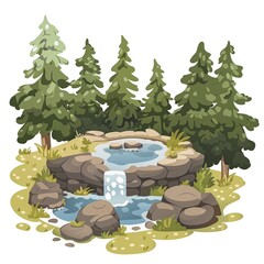 Sticker - Serene Forest Waterfall with Rock Pool