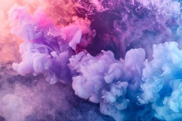 Sticker - Mesmerizing swirls of pink, blue, and purple smoke creating a dreamy abstract backdrop