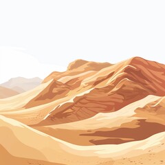 Sticker - Desert Landscape with Sand Dunes and Mountains