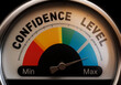 © ribah - 3d visual render illustration of a vibrant gauge displaying word text phrase confidence levels with Min and Max markers