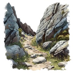 Canvas Print - Rocky Pathway Through Rugged Terrain