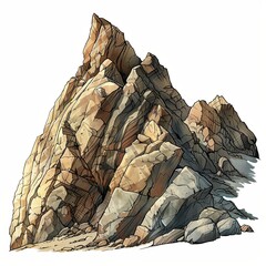 Poster - Illustration of Jagged Mountain Rocks in Natural Tones