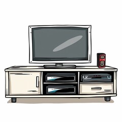 Canvas Print - Stylized Living Room TV Stand with Media Equipment