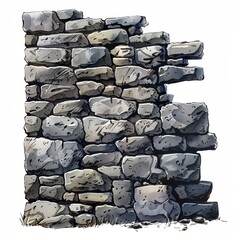 Canvas Print - Illustration of a Weathered Stone Wall Fragment