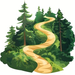 Wall Mural - Winding Path Through Lush Green Forest