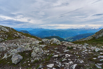 Sticker - View from a hike to the Molden Mountain Top by Lustrafjorden Fjord, part of the Sognefjorden Fjord, Western Norway, a summer day of July 2024.