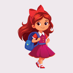 Vector illustration of A beautiful schoolgirl for Back to School banner design